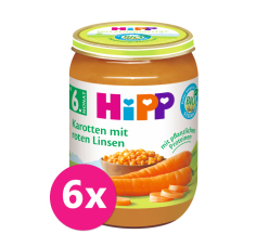 6x HiPP BIO mrkev s čočkou od 6. měsíce, 190 g