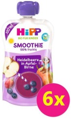 6x HiPP BIO Smoothie Jablko-Hruška-Borůvky, 100 g – ovocný příkrm