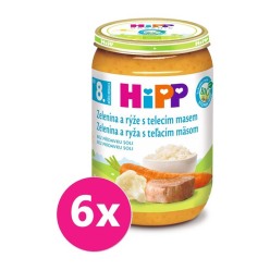 6x HiPP BIO zelenina s rýží a telecím masem (220 g) - maso-zeleninový příkrm
