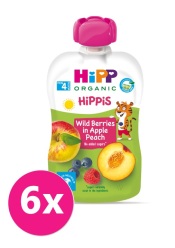 6x HiPP HiPPiS BIO 100% ovoce Jablko-Broskev-Lesní ovoce 100 g – ovocný příkrm