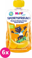 6x HiPP HiPPiS BIO Sport Hruška-Pomeranč-Mango-Banán-Rýže 120 g – ovocný příkrm