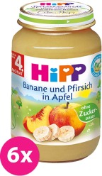 6x HiPP jablkový s banány a broskvemi (125 g) - ovocný příkrm