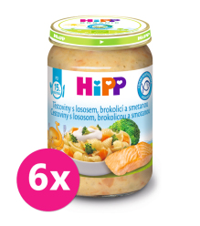 6x HiPP Těstoviny s lososem, brokolicí a smetanou (250 g) - maso-zeleninový příkrm