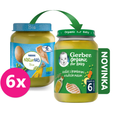 6x GERBER Organic dětský příkrm hrášek s bramborami a kuřecím masem 190 g​​