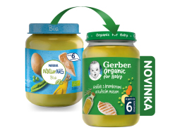 GERBER Organic dětský příkrm hrášek s bramborami a kuřecím masem 190 g​​