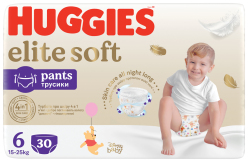 HUGGIES® Kalhotky plenkové jednorázové Elite Soft Pants 6 (15-25 kg), 30 ks