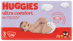 HUGGIES® Pleny jednorázové Ultra Comfort Jumbo 3 (4-9 kg), 56 ks