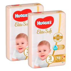 2x HUGGIES® Elite Soft Pleny jednorázové 3 (5-9 kg) 72 ks