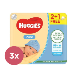 3x HUGGIES® Pure Triplo Ubrousky vlhčené 56x3 ks