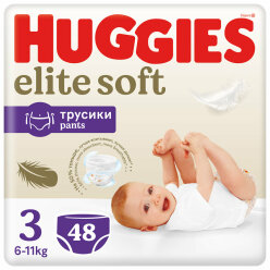 HUGGIES® Elite Soft Pants Kalhotky plenkové jednorázové 3 (6-11 kg) 48 ks