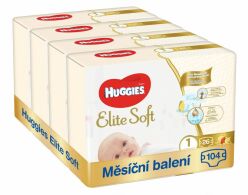 HUGGIES® Elite Soft Pleny jednorázové 1 (3-5 kg) 104 ks - MĚSÍČNÍ ZÁSOBA