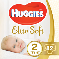 HUGGIES® Elite Soft Pleny jednorázové 2 (4-6 kg) 82 ks
