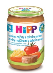 HiPP BIO Těstoviny s rajčaty a telecím masem od 12. měsíce, 220 g