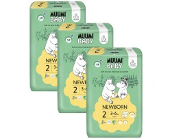 MUUMI Baby 2 Newborn 3-6 kg (174 ks), měsíční balení eko plen