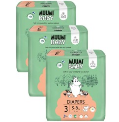 MUUMI Baby 3 Midi 5-8 kg (150 ks), měsíční balení eko plen