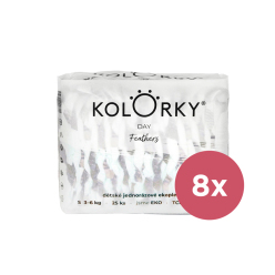 KOLORKY DAY Pleny jednorázové eko, peří S (3-6 kg) 200 ks - MĚSÍČNÍ ZÁSOBA