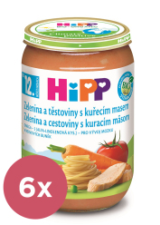6x HiPP BIO Zelenina a těstoviny s kuřecím masem od 12. měsíce, 220 g