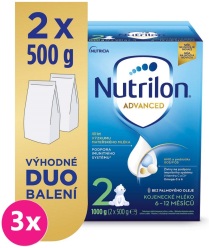 3x NUTRILON 2 Advanced pokračovací kojenecké mléko 1 kg, 6+