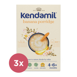 3x KENDAMIL Kaše mléčná s banánem (150 g), 4m+