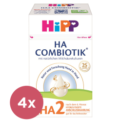 4x HiPP Výživa pokračovací mléčná kojenecká HA 2 Combiotik® 600 g, od uk. 6. měsíce