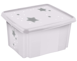 Úložný box s víkem "Stars", Bílá