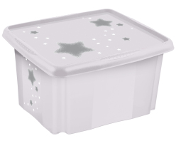Úložný box s víkem "Stars", Bílá