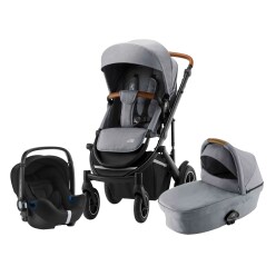 Set kočárek Smile III + hluboká korba + autosedačka, Frost Grey/Brown