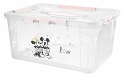Domácí úložný box velký "Mickey & Minnie", Pastelová růžová