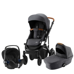 Set kočárek Smile III + hluboká korba + autosedačka, Midnight Grey