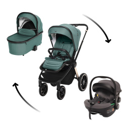 Set kočárek Move Cross 3 + hluboká korba Move XL 3 + autosedačka, Antique Green/Gold