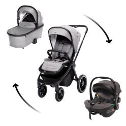 Set kočárek Move Cross 3 + hluboká korba Move XL 3 + autosedačka, Metal Grey