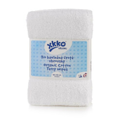 BIO bavlněné froté ubrousky XKKO Organic 40x40 - White