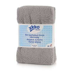 BIO bavlněné froté ubrousky XKKO Organic 40x40 - Grey