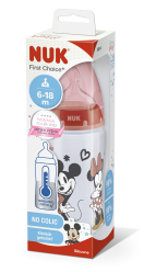 NUK First Choice Mickey Mouse láhev s kontrolou teploty 300 ml - růžová