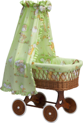 Proutěný košík na miminko s nebesy Scarlett Mráček - zelená