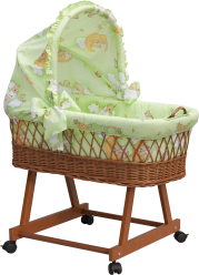 Proutěný košík na miminko s boudičkou Mráček - zelená