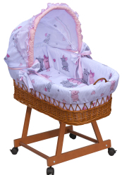 Proutěný košík na miminko s boudičkou Scarlett Pupis - růžová