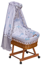Proutěný košík na miminko s nebesy Scarlett Gusto - modrá