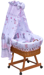 Proutěný košík na miminko s nebesy Scarlett Pupis - růžová