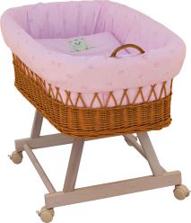 Proutěný košík na miminko Scarlett Méďa - růžová