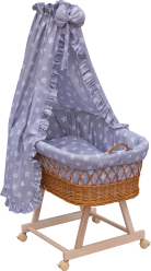 Proutěný košík na miminko s nebesy Scarlett Hvězdička - šedá