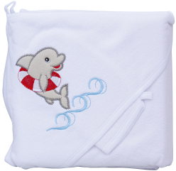 Froté ručník - Scarlett delfín s kapucí - bílá