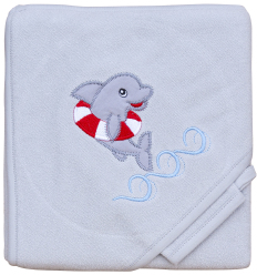 Froté ručník - Scarlett delfín s kapucí - šedá